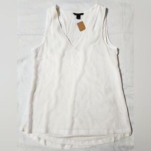 Banana Republic Factory Tank Top M White V-Neck High-Low Sleeveless Tunic